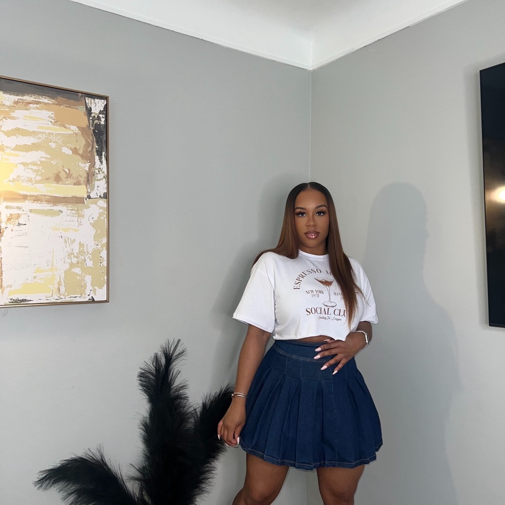 Denim pleated skirt